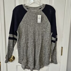 American Eagle Outfitters Charcoal and Navy Knit Sweater Oversized XS